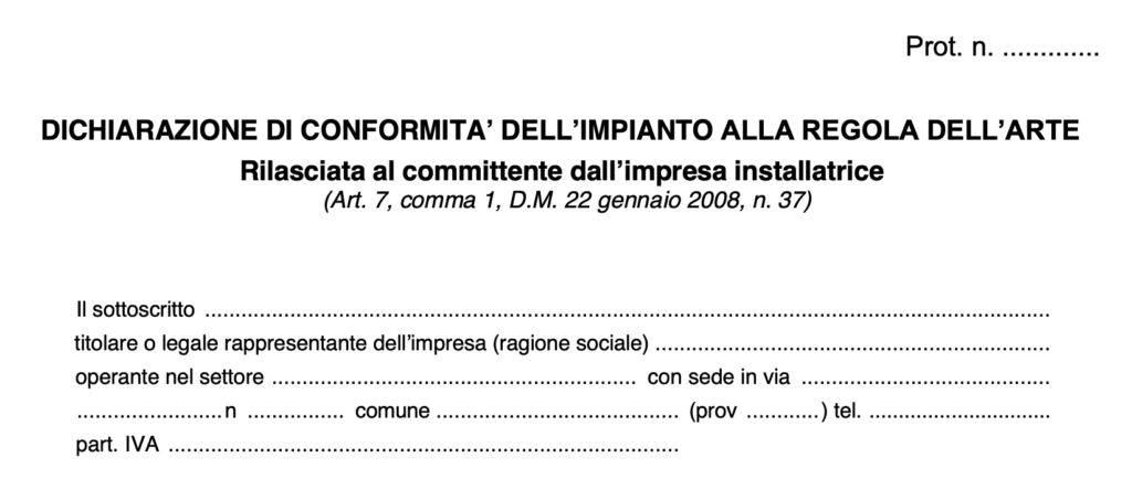 Declaración de conformidad de la instalación