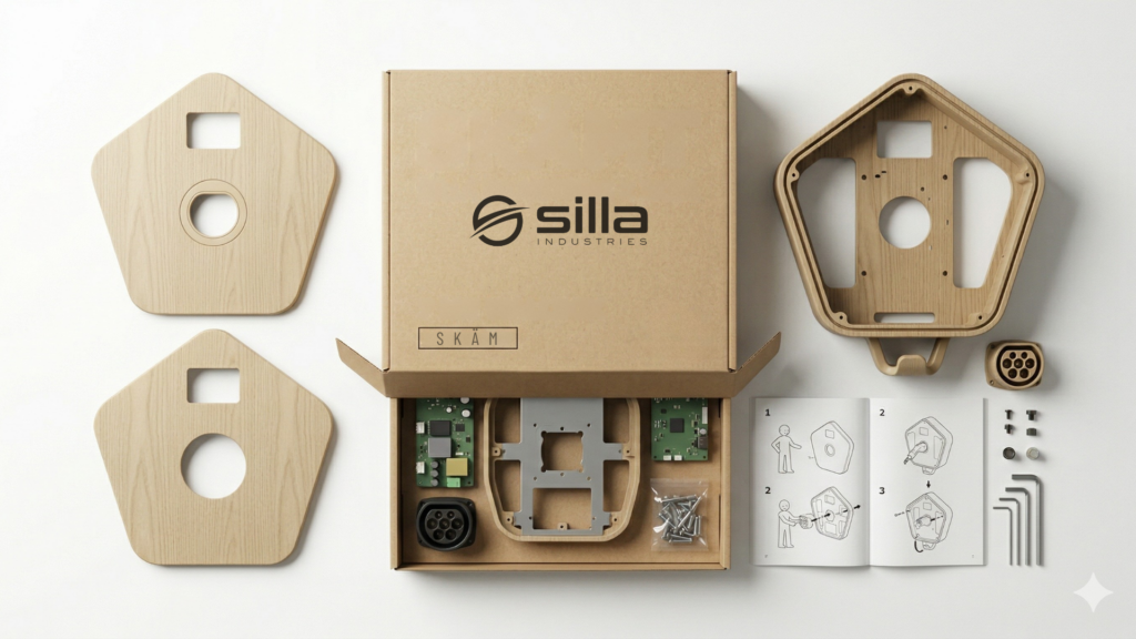 Una finta wallbox per la ricarica delle vetture elettriche in flatpack con montaggio in autonomia da parte degli utenti finali (DON'T TRY THIS AT HOME)