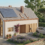 Casa unifamiliare con pannelli fotovoltaici sul tetto e veicolo elettrico in ricarica tramite wallbox nel vialetto. Integrazione sistema fotovoltaico.